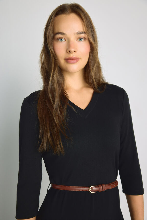 Milano Vestido escote pico Negro