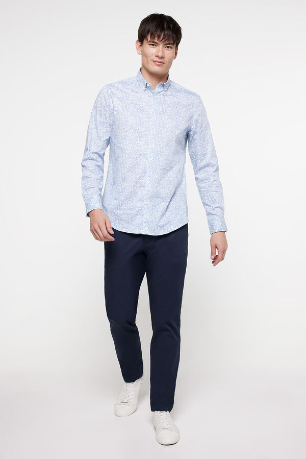 Fifty Outlet Camisa pinpoint estampada Estampado azul