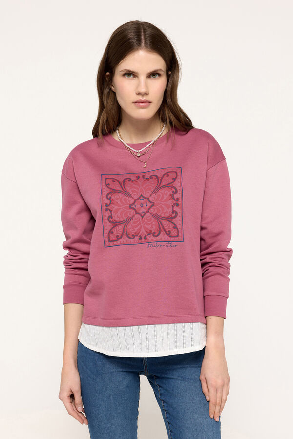 Milano Sweatshirt estampado com saia na baixo Rosa
