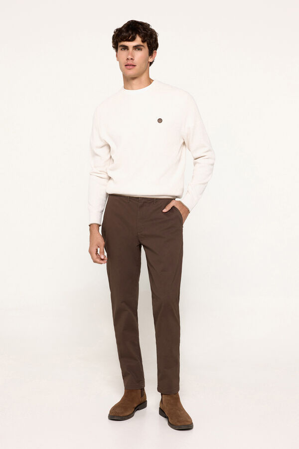 Milano Cal&ccedil;as chino lisas Castanho