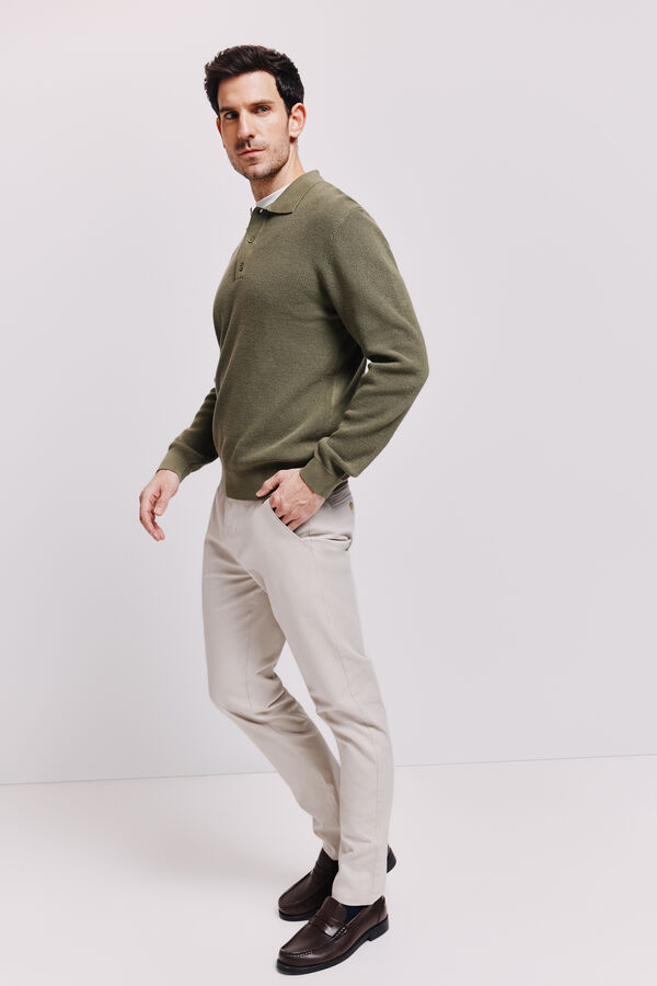 Milano Jersey cuello polo Kaki Claro