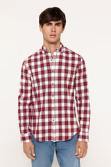 Milano Camisa xadrez de sarja Estampado branco