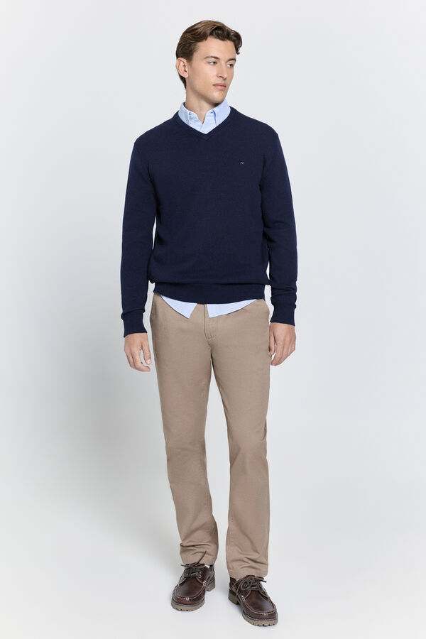 Milano Jersey básico cuello pico Navy