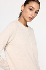 Milano Su&eacute;ter de manga comprida com toque suave e qualidade Areia