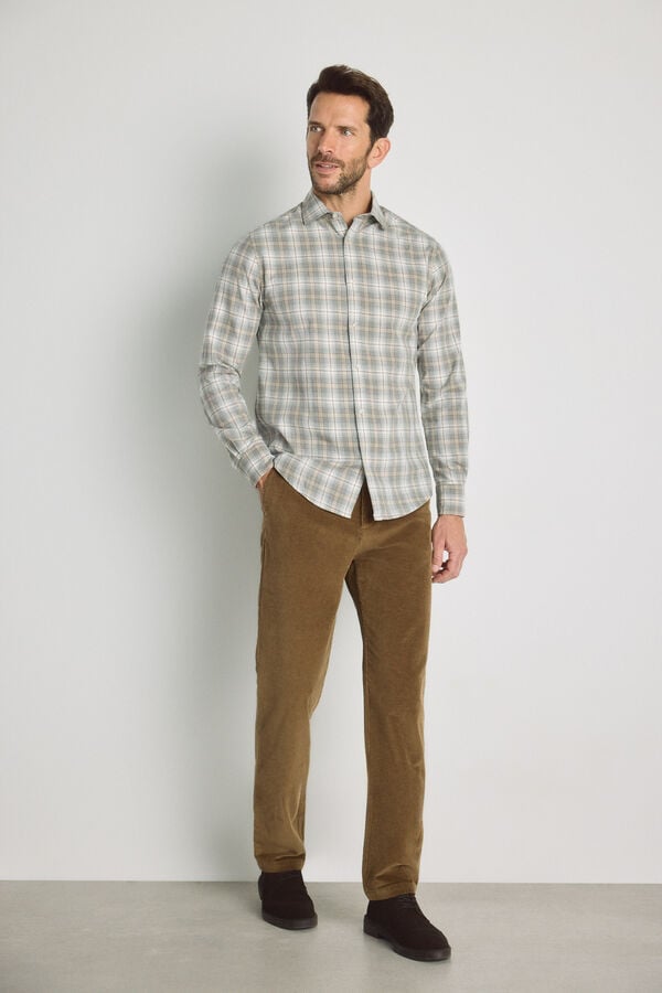 Milano Camisa cuadros manga larga Gris Claro