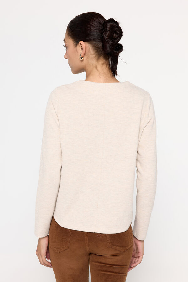 Milano Su&eacute;ter de manga comprida com toque suave e qualidade Areia