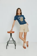 Milano Bermuda lisa con cinturon Beige