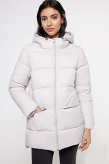 Milano Abrigo plum&iacute;fero capucha Gris Claro