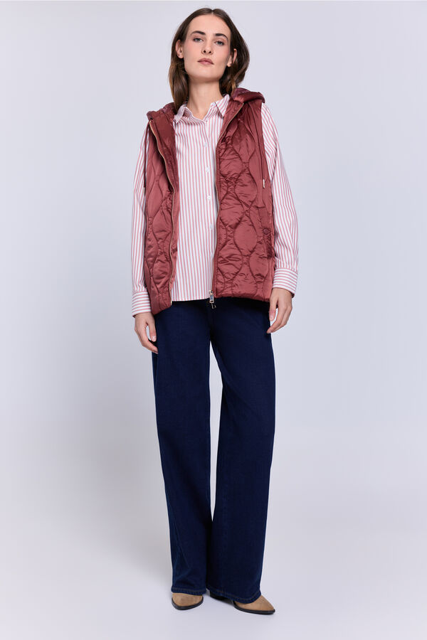 Milano Colete acolchoado com capuz Vinho