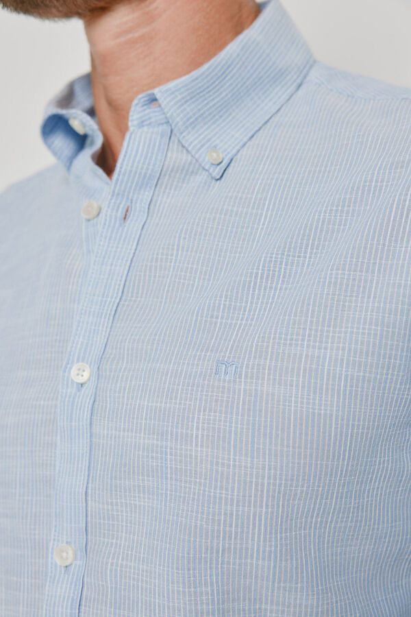 Milano Camisa de riscas de manga comprida Azul indigo
