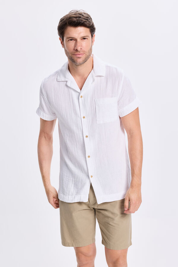 Milano Camisa de lapela curta Branco