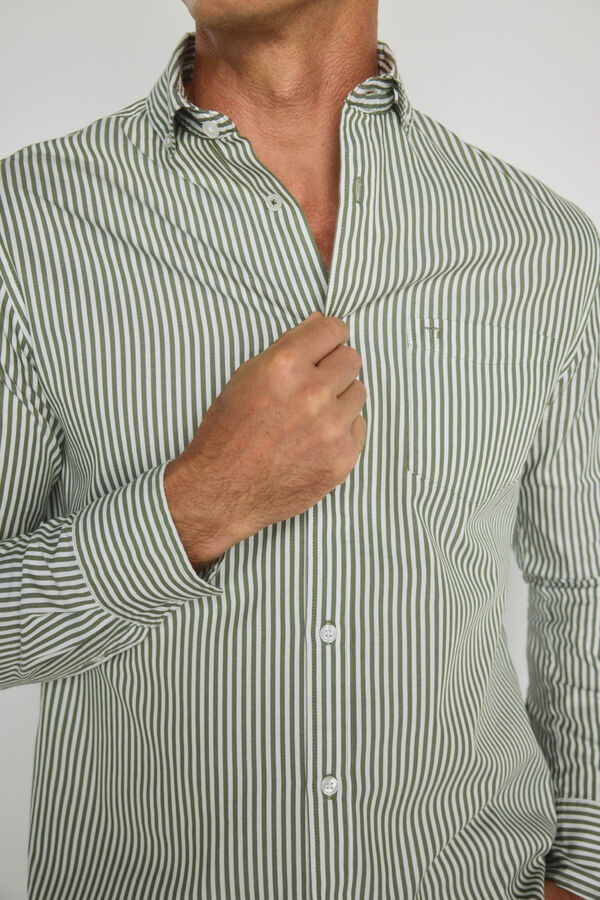Milano Camisa de riscas de manga comprida Verde
