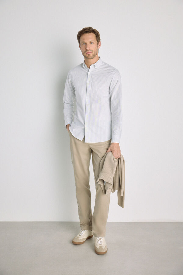 Pedro del Hierro Camisa rayas manga larga Azul Claro