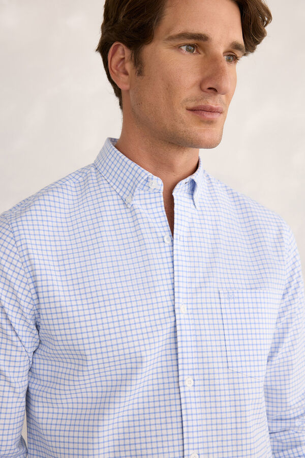 Milano Camisa esportiva xadrez Azul claro