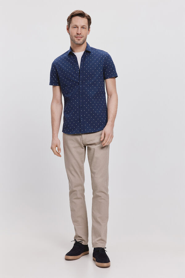 Milano Camisa Piqu&eacute; estampada Marinho