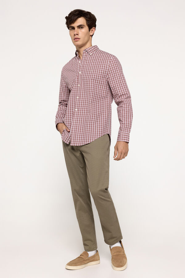 Milano Camisa Popel&iacute;n Cuadros Bordeaux