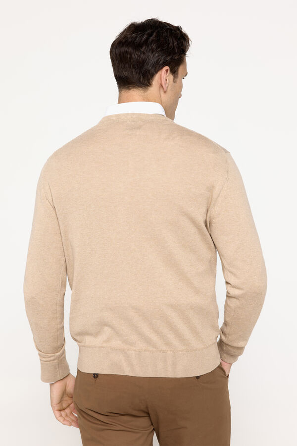 Fifty Outlet Jersey básico cuello pico Beige