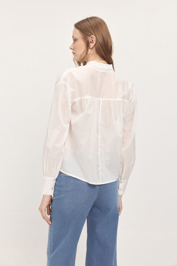 Milano Blusa de voile com folho Branco