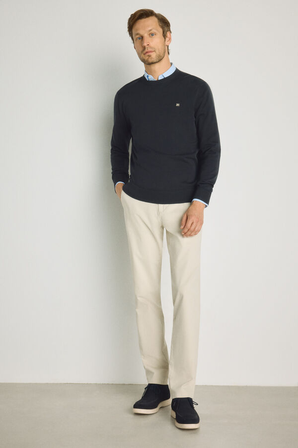 Pedro del Hierro Camisola gola caixa Marinho