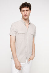 Fifty Outlet Camisa Lisa Aspeto Lino Camel