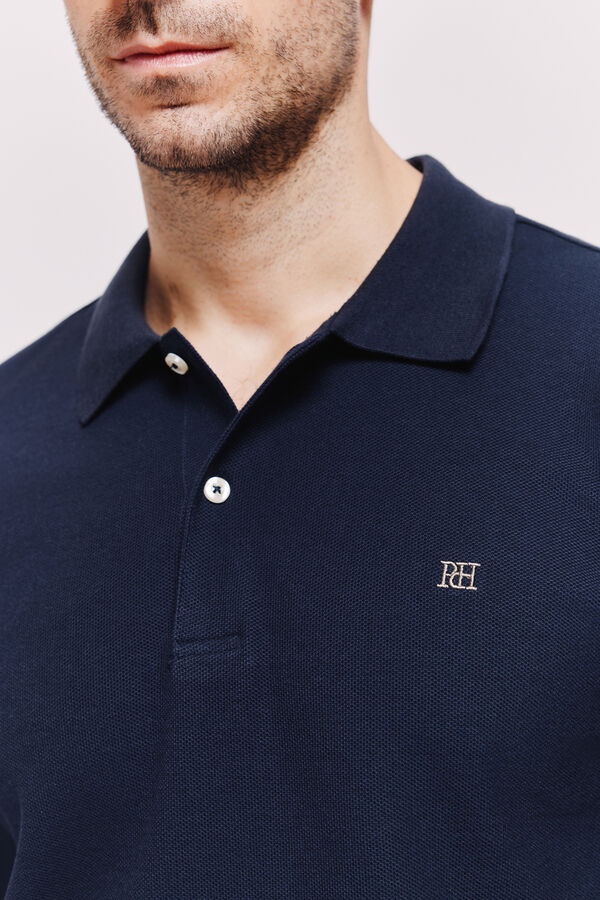 Pedro del Hierro Polo manga larga con logo bordado Navy