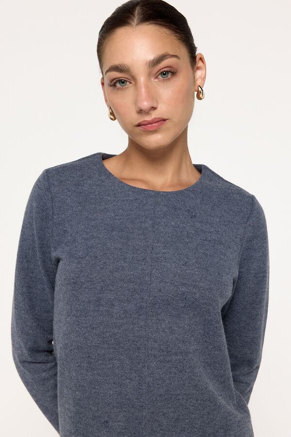 Milano Su&eacute;ter de manga comprida com toque suave e qualidade Marinho