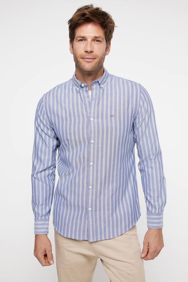 Fifty Outlet Camisa Oxford Rayas Azul