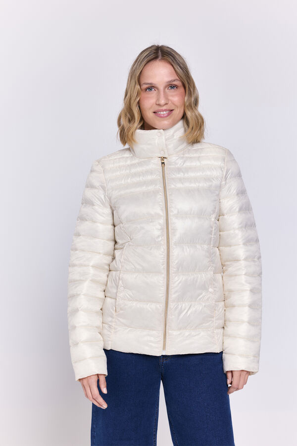 Milano Casaco curta acolchoada estilo casaco de penas Marfim