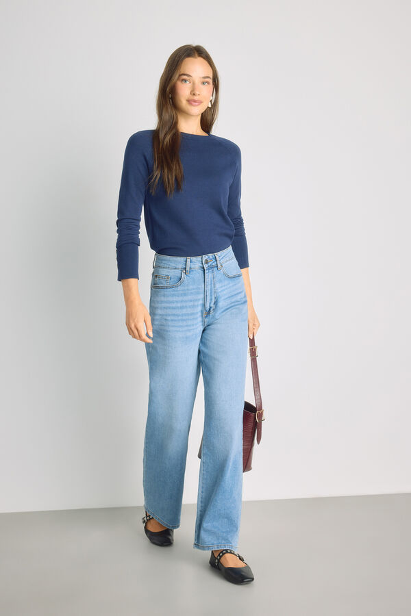 Milano Pantal&oacute;n denim ancho Azul Claro