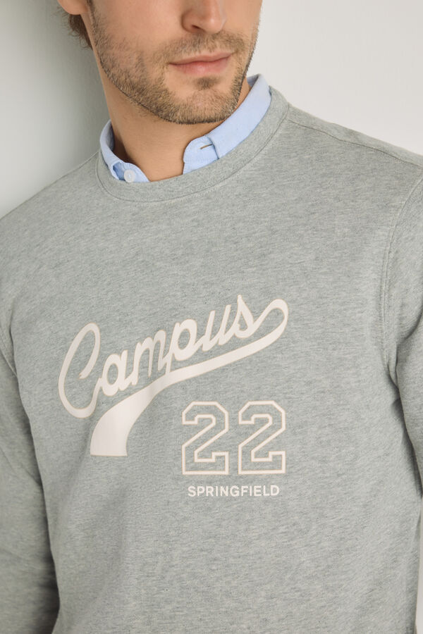Springfield Sweatshirt gola redonda com logo Cinza medio