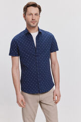 Milano Camisa Piqu&eacute; estampada Marinho