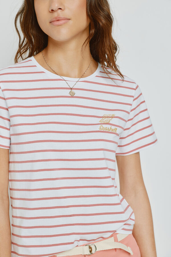 Milano Camiseta rayas manga corta Rosa