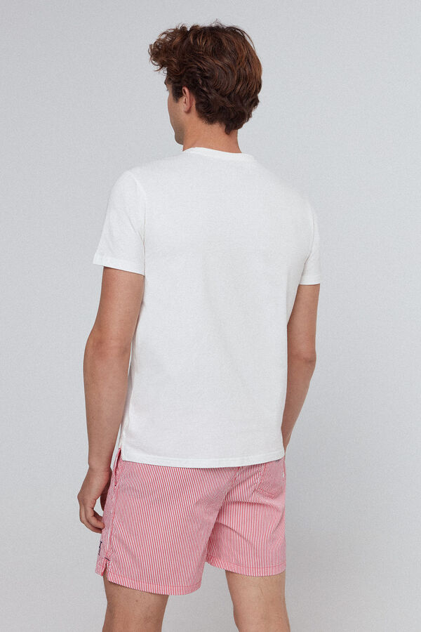 Fifty Outlet Camiseta algodón 100% con bolsillo y logo bordado Blanco