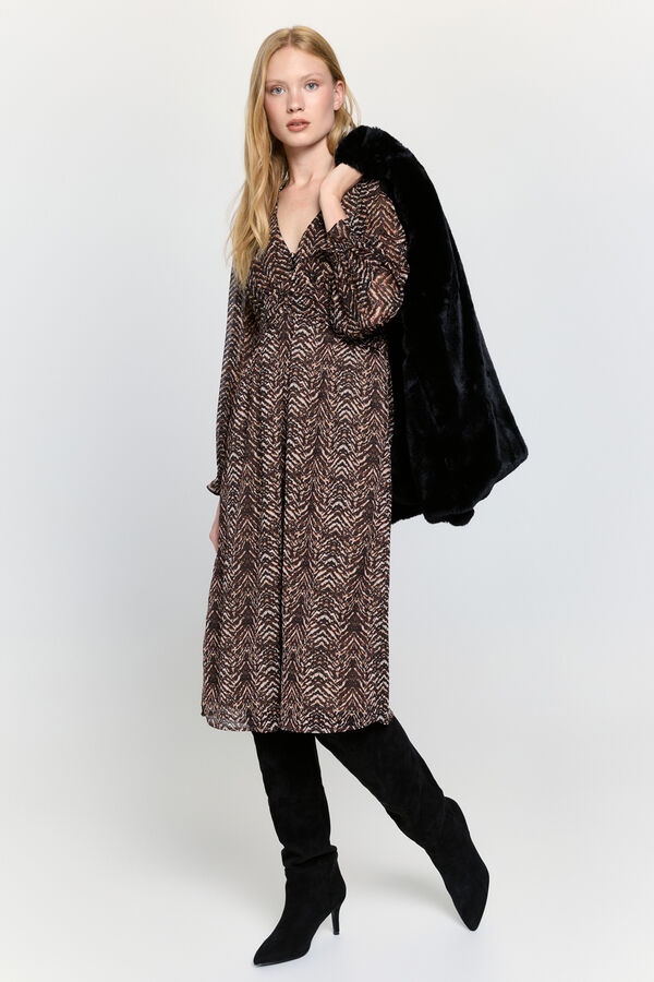 Milano Vestido fluido de gasa Marrón Oscuro