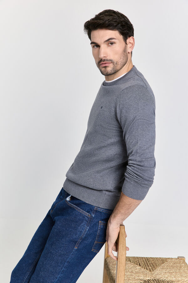 Pedro del Hierro Camisola básica gola caixa Cinza medio