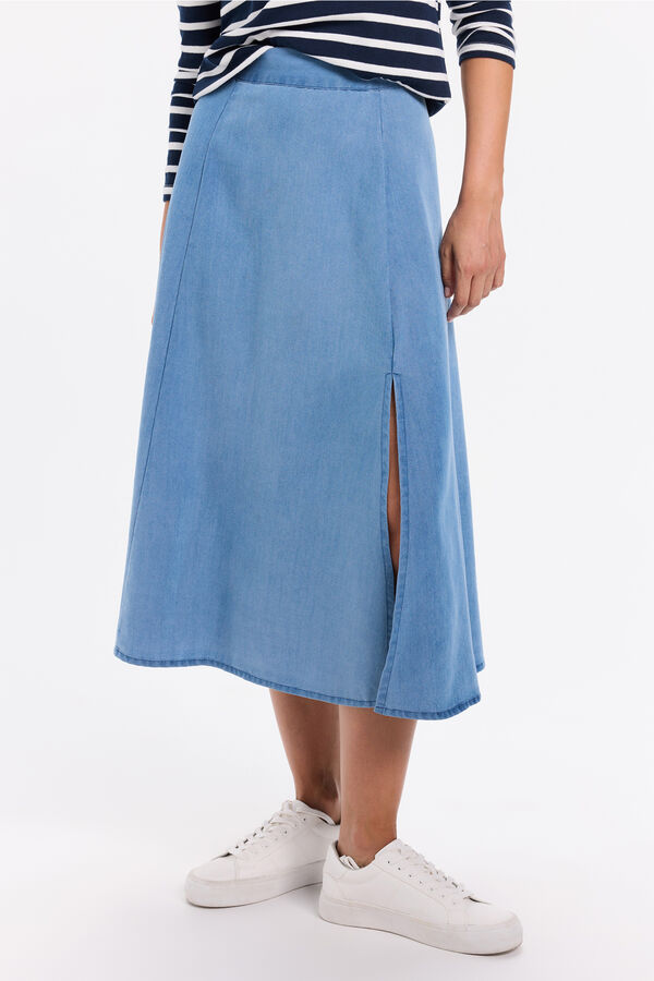 Milano Saia midi evasê Azul claro