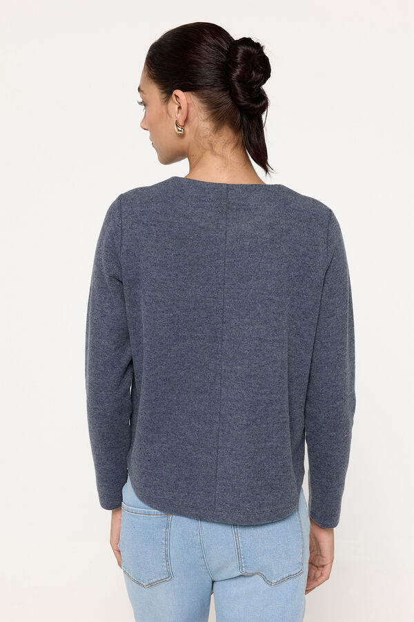 Milano Su&eacute;ter de manga comprida com toque suave e qualidade Marinho