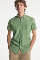 Fifty Outlet Camisa Lino Microcuadro verde