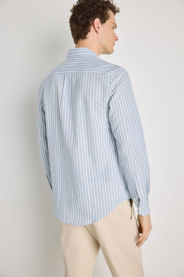 Pedro del Hierro Camisa de riscas de manga comprida Azul indigo