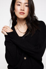 milano Casaco de malha bot&otilde;es Preto