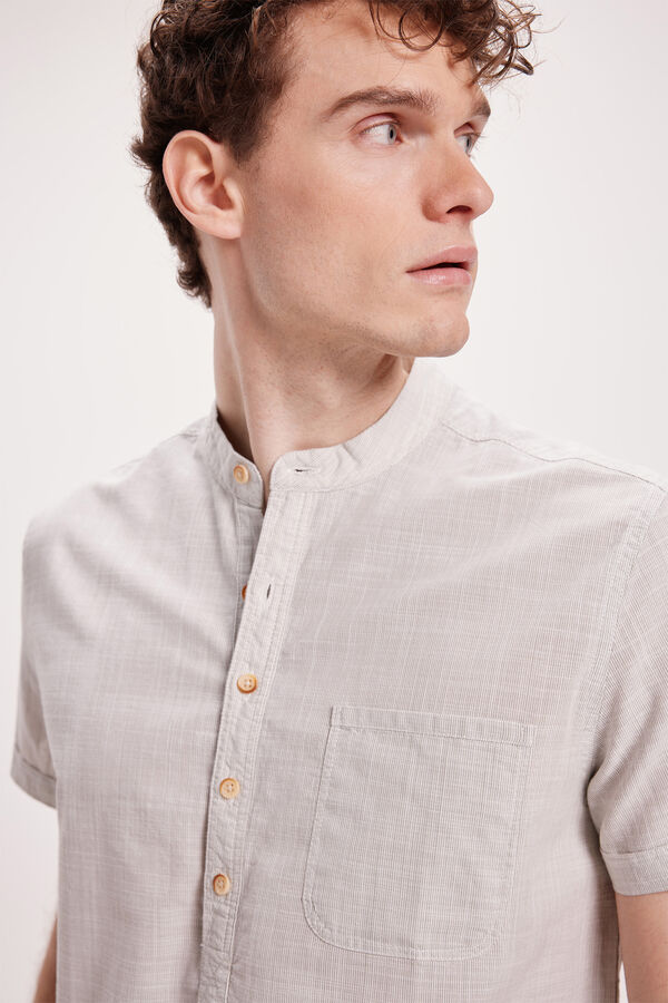 Milano Camisa Slub Estampado branco