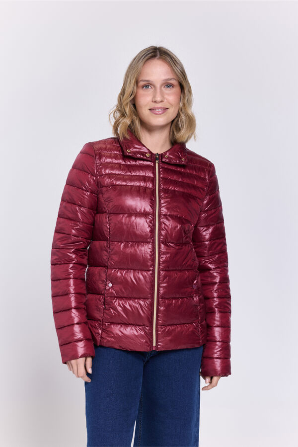 Milano Casaco curta acolchoada estilo casaco de penas Bordeaux