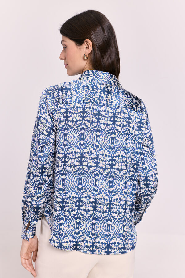 Milano Camisa estampada cuello camisero Azul