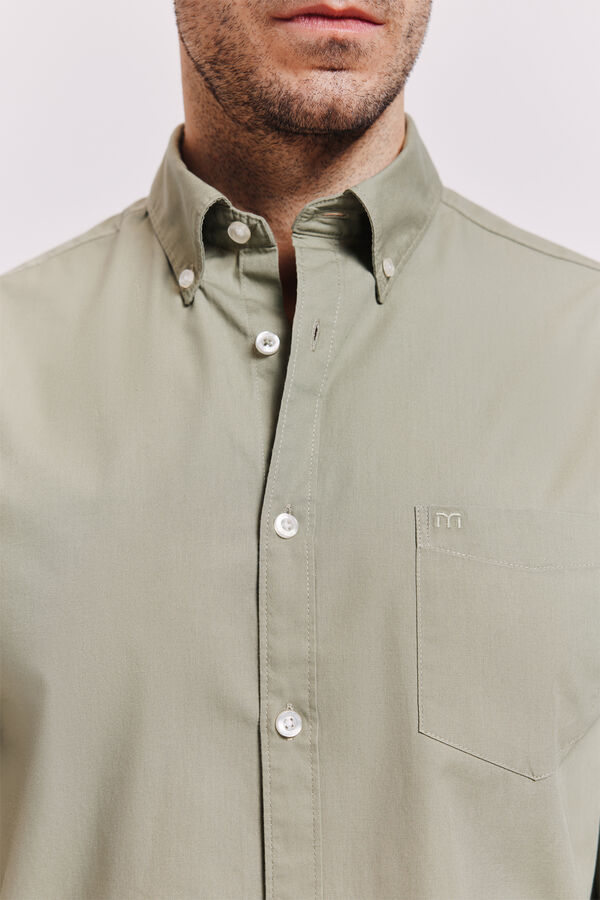 Milano Camisa lisa manga larga Kaki Claro