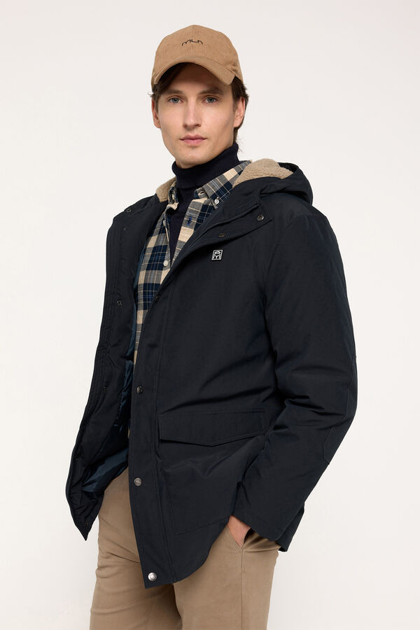 Milano Parka Capucha Borrego Navy