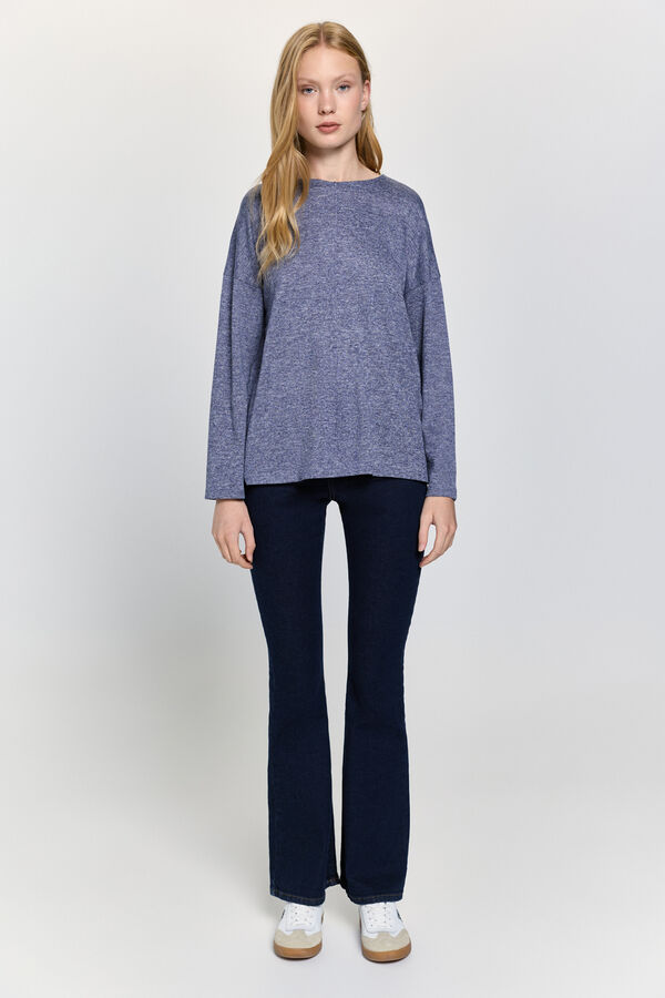 Milano T-shirt de manga manga com gola redonda e toque suave Marinho