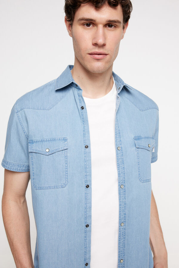 Fifty Outlet Camisa Denim lisa Azul