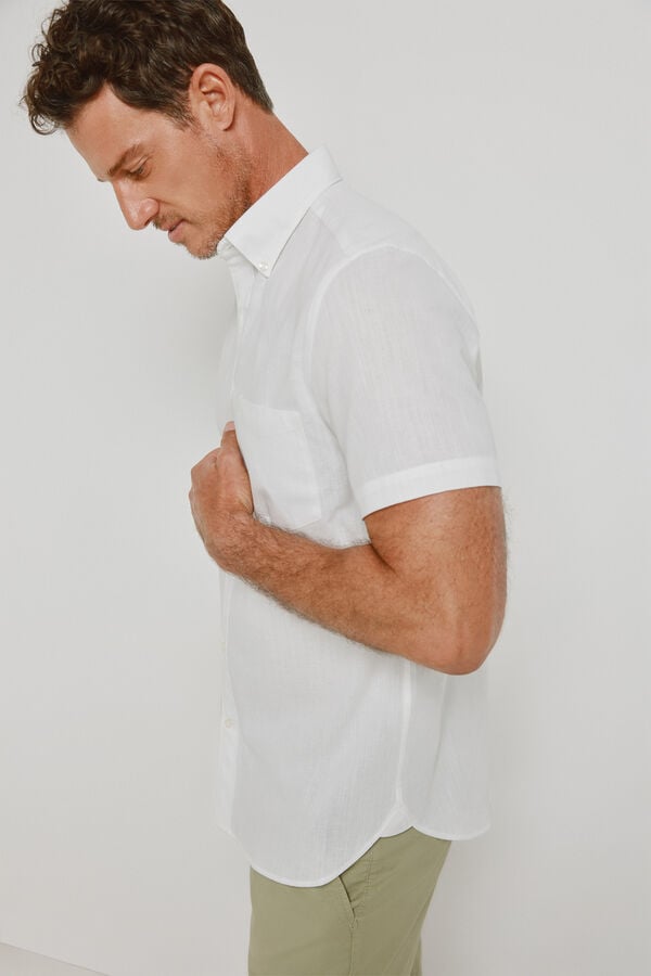 Pedro del Hierro Camisa lisa de manga curta Branco