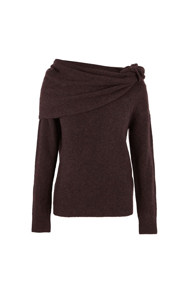 Hoss Intropia Idalia. Jersey con escote asim&eacute;trico Marron oscuro