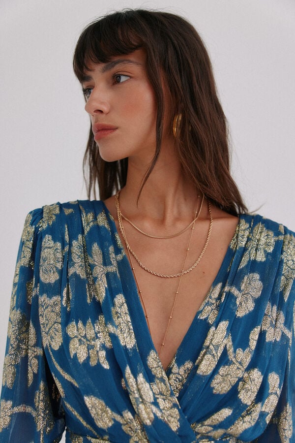 Hoss Intropia Amanda. Vestido jacquard Estampado azul